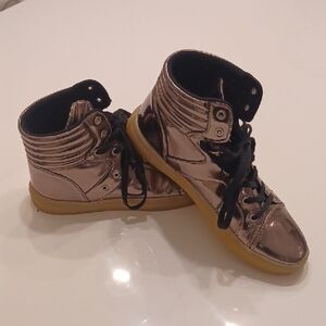 Shiny Metallic High-Top Sneakers